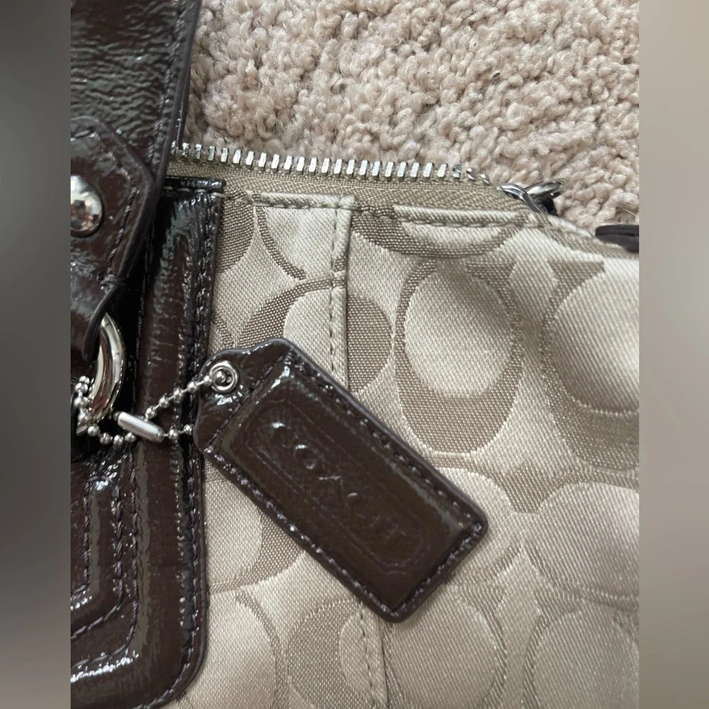 coach brown satchel tote crossbody shoulder bag - Picture 12 of 17